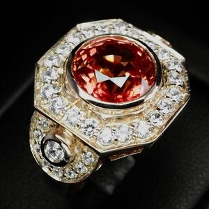 5.9ct Sunburst Sapphire Silver 14k Electroplated Rose Gold on 925 Silver Ring